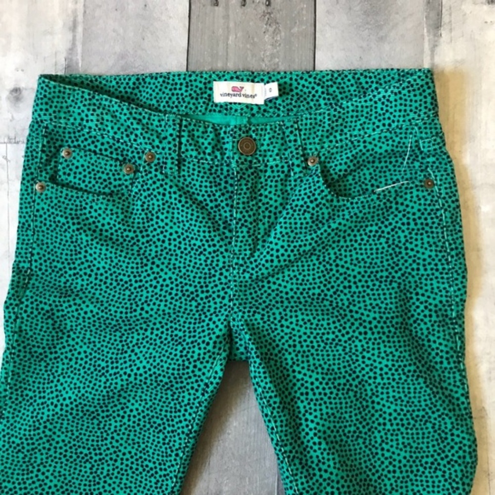 Vineyard Vines Camden Green Dot Print Cords Size 0 - 527 - Picture 2 of 6